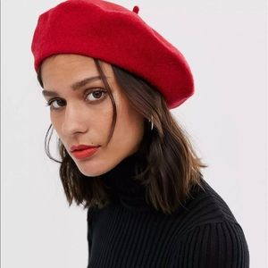 ASOS DESIGN wool beret in red